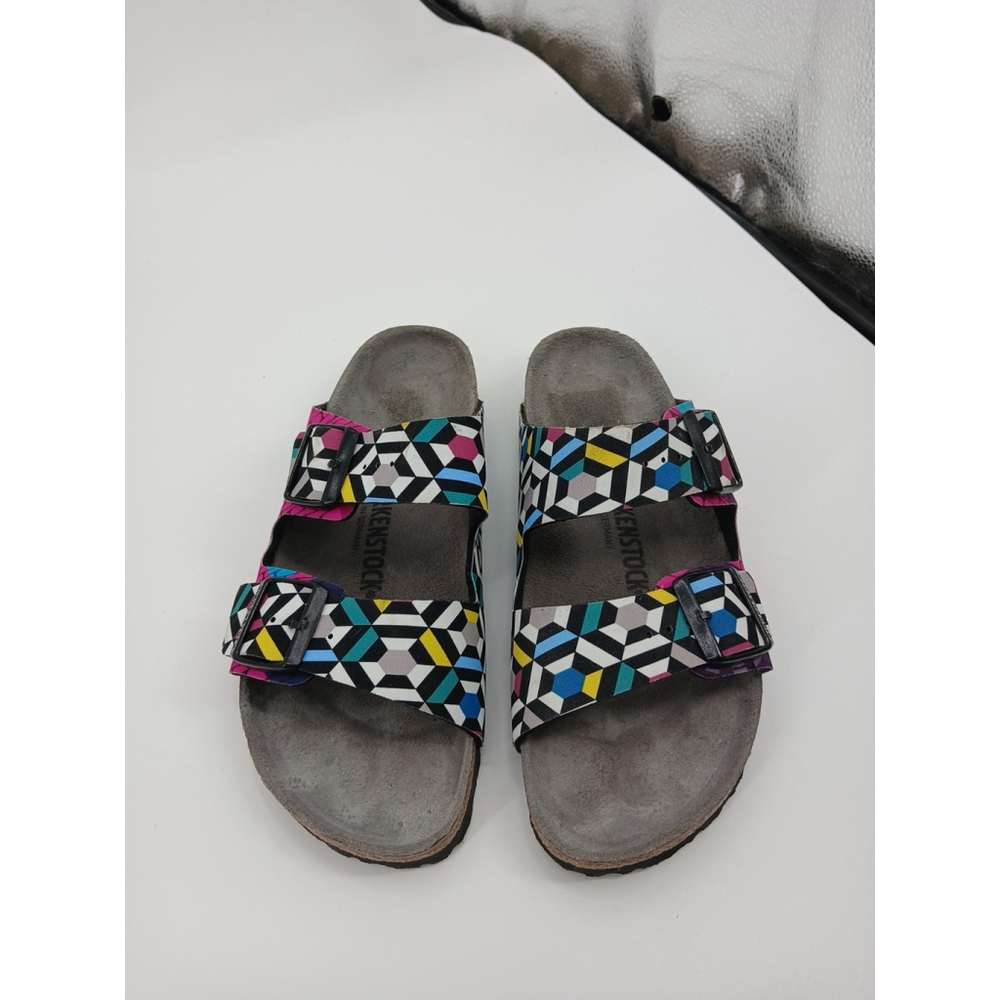 Birkenstock Arizona Sonar Geometric Sandals Limited Edition Sz 39 Womens 8 Vegan - Picture 4 of 9
